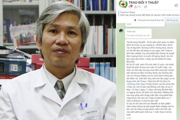Tin nhắn chia sẻ về Zhealth của PGS.TS.BS Phạm Duệ, Nguyên Trưởng Khoa Chống độc Bệnh viện Bạch Mai