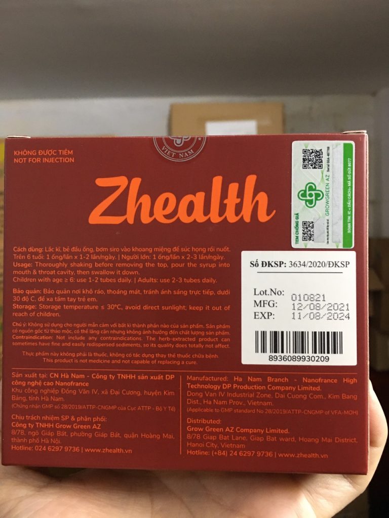 Mã vạch của sản phẩm Zhealth 8936089930209